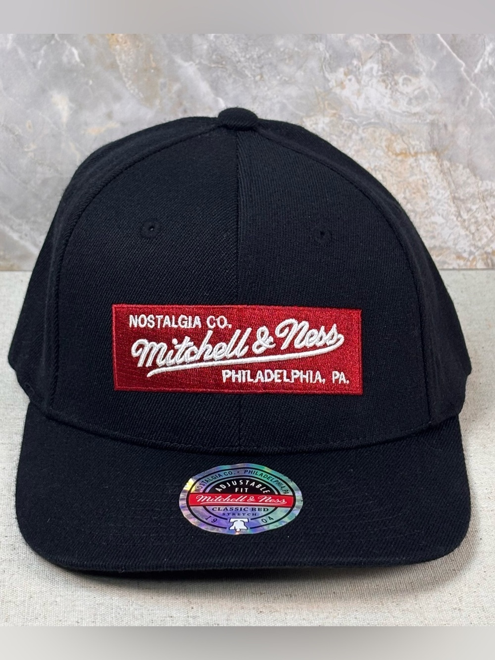 NWT Mitchell & Ness Nostalgia Co Classic Red Patch Snapback Hat Black OSFM